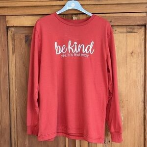 GEORGE Rust Orange “Be Kind” Cotton Crew Long Sleeve T Shirt Sz. MD